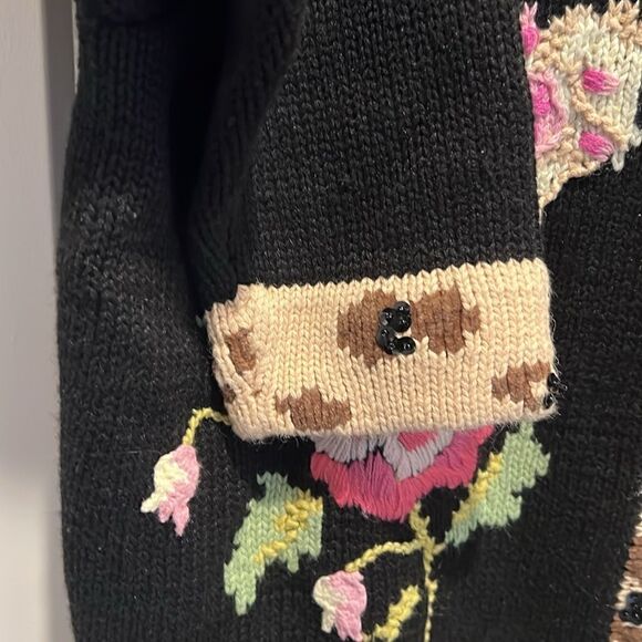 Vintage Storybook Knits Leopard in the Garden Floral Theme Sweater - Picture 5 of 14